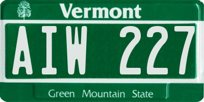 VT license plate AIW227