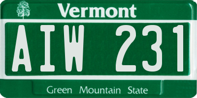 VT license plate AIW231