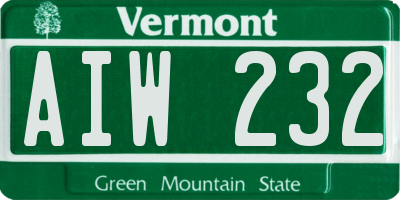 VT license plate AIW232