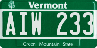 VT license plate AIW233