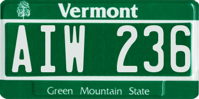 VT license plate AIW236