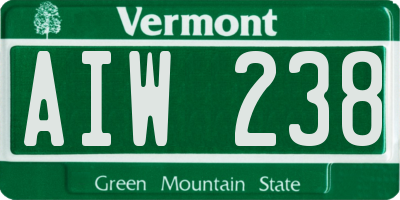 VT license plate AIW238