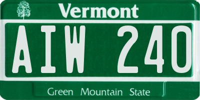 VT license plate AIW240