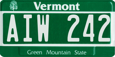 VT license plate AIW242