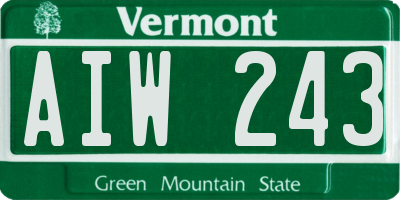VT license plate AIW243
