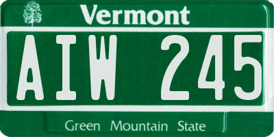 VT license plate AIW245