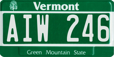 VT license plate AIW246