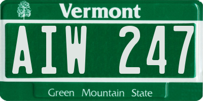 VT license plate AIW247