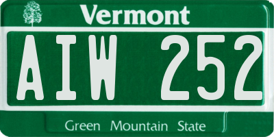 VT license plate AIW252