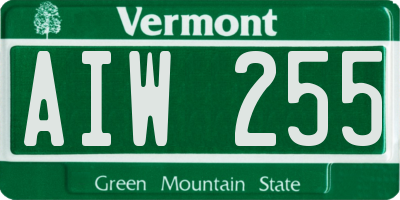 VT license plate AIW255