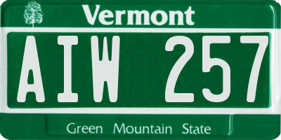 VT license plate AIW257