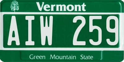 VT license plate AIW259