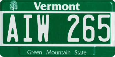 VT license plate AIW265