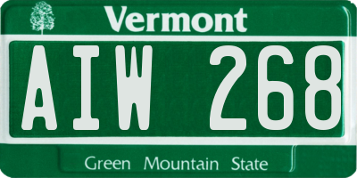 VT license plate AIW268