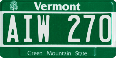VT license plate AIW270