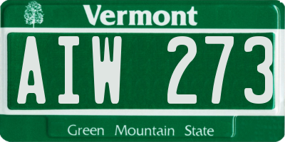 VT license plate AIW273