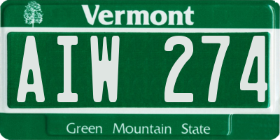 VT license plate AIW274