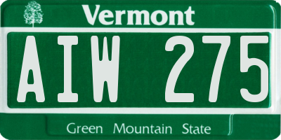 VT license plate AIW275