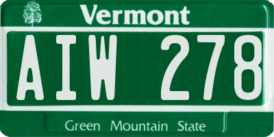 VT license plate AIW278