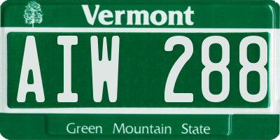 VT license plate AIW288
