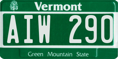 VT license plate AIW290