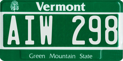 VT license plate AIW298
