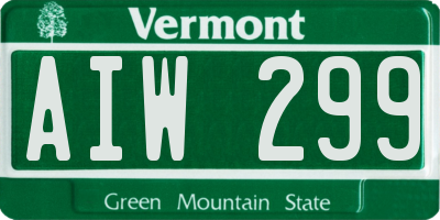 VT license plate AIW299