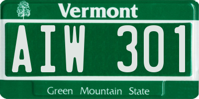 VT license plate AIW301