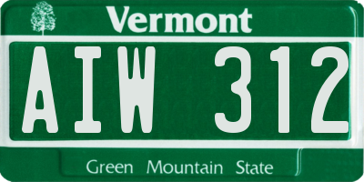 VT license plate AIW312