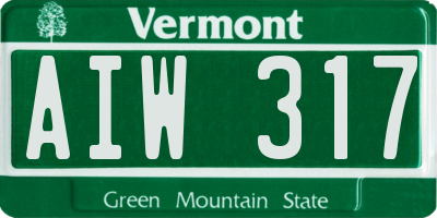 VT license plate AIW317
