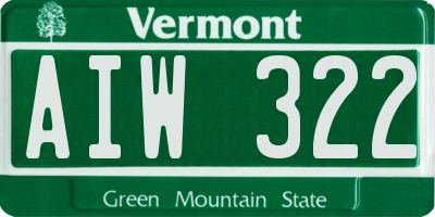 VT license plate AIW322