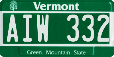 VT license plate AIW332