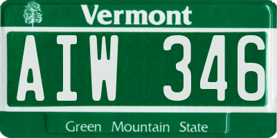 VT license plate AIW346