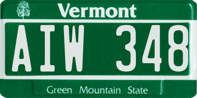VT license plate AIW348