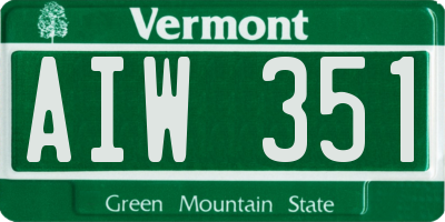 VT license plate AIW351