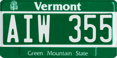 VT license plate AIW355