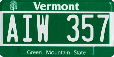 VT license plate AIW357