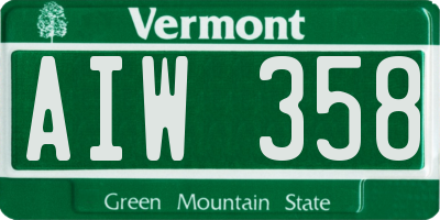 VT license plate AIW358