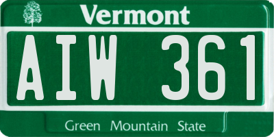 VT license plate AIW361