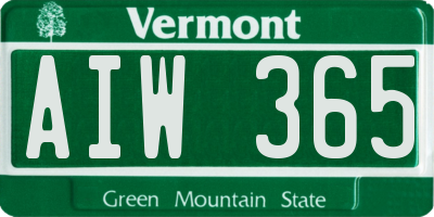 VT license plate AIW365