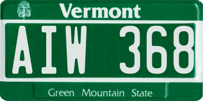 VT license plate AIW368