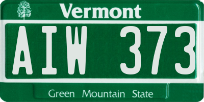 VT license plate AIW373