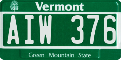 VT license plate AIW376