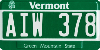 VT license plate AIW378