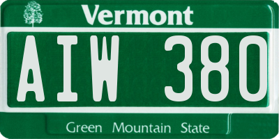 VT license plate AIW380
