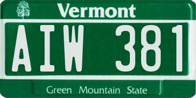 VT license plate AIW381