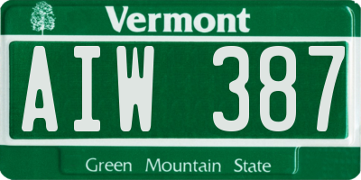 VT license plate AIW387