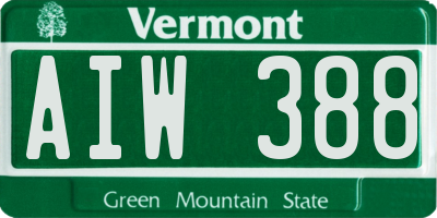 VT license plate AIW388