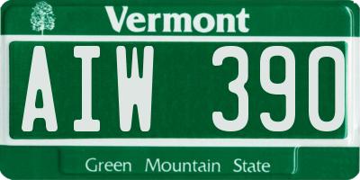 VT license plate AIW390