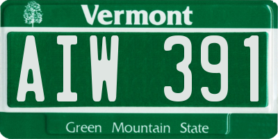VT license plate AIW391